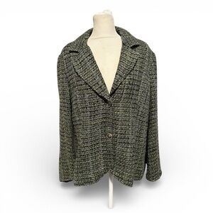 Coldwater Creek Women's Tweed Jacket  green, Gray size 14